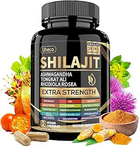Shilajit Supplement with Sea Moss, Ashwagandha, Tongkat Ali - Shilajit Pure Himalayan Organic Fulvic Acid Capsules - 90 Count